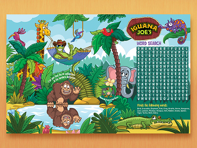 Placemat for Kids (for mexican restaurant) animal design illustration jungle placemat puzzles vector