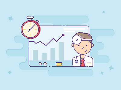 Conducting a brand audit is like a health check analytics blog branding business chart doctor flatdesign icon illustration marketing vector