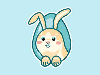 Easter Bunny Illustration blue bunny easter egg happy illustration rabbit
