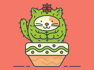 Not so tiny catcus cactus cat catcus flower illustration mexican