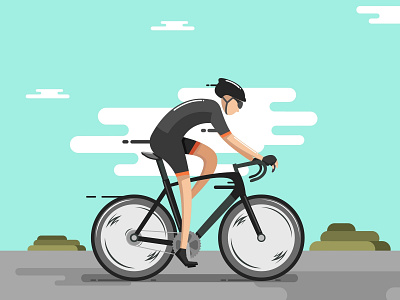 Refreshing with bike bike character design flat illustration road sport vector