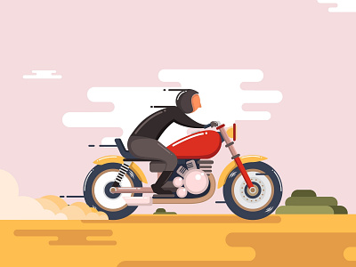 Motorbike bike character design flat illustration motorbike road sport vector