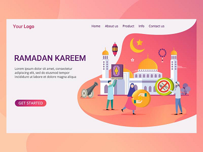Landing Page Ramadan Kareem activity concept design holy illustration islamic landing page month muslim ramadan kareem vector