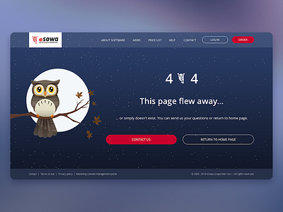 404 page - eSowa 404 error landing page lost night not found owl software for workshop sowa