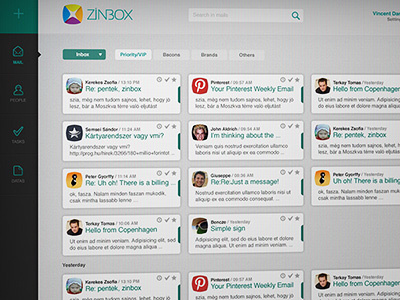 Dribbble Zinbox 2.0 design email client interface mail menu navigation startup ui ux