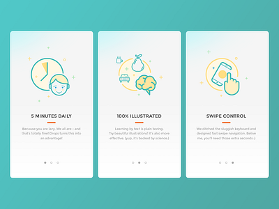 Drops Welcome Screens 5minutes app drops interface ios iphone learning onboarding splash ui welcome