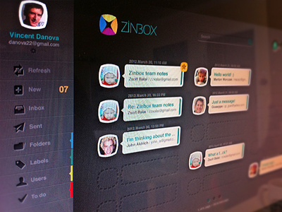 Dribbble Zinbox UI design front interface mail menu navigation ui user ux