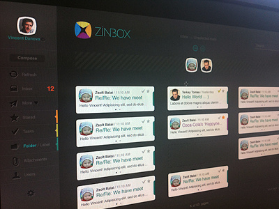 Dribbble Zinbox UI second version client design email front interface mail menu navigation startup ui user ux