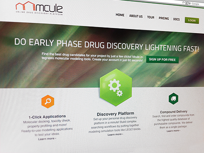 Mcule landing Dribble biotech design landing page startup