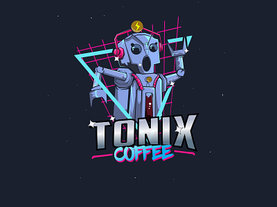 Robotonix-coffee art nouveau artdeco character coffee coffee shop cyber punk gentleman illustration logo neon retro retro badge robot steam punk steampunk vintage