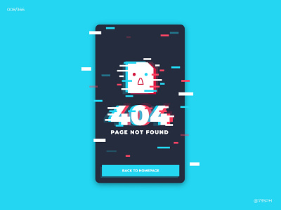 404 Page 404 page app dailyui design glitch glitch effect landing page message mobile page ui ux