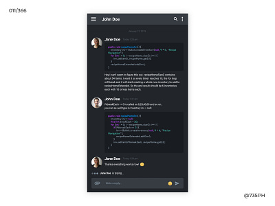 Dark UI Chat app chat clean dark ui design messaging app mobile programmers ui ux