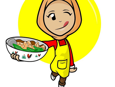 Logo Full Kedai Mie Racikan Ibu animation design illustration logo