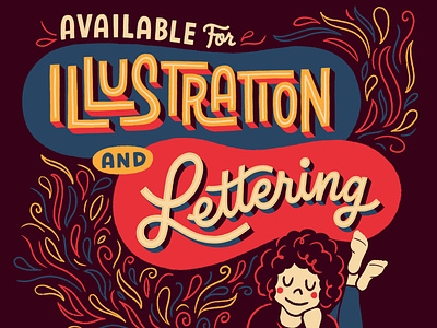 Available for Illustration and Lettering available colorful doodles freelance hand drawn type illustration lauri johnston lettering pattern procreate script type typography