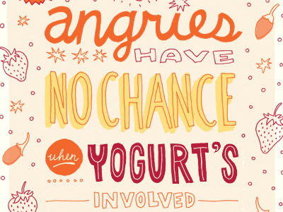 angries fruit hand drawn type orange playful strawberry yogurt