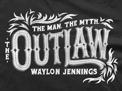 The Outlaw lettering mcgarrah jessee tshirt waylon jennings