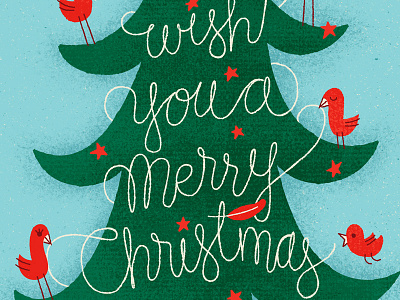 We Wish You A Merry Christmas birds greeting card kickstarter lettering