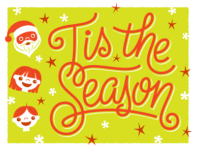 Tis The Season custom kids lettering santa script sickening chartreuse tis the season