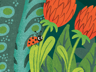 little ladybug cute flowers garden illustration insect ladybug plants