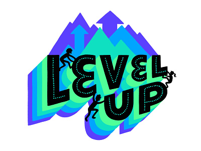 Level Up climbing determination lettering level up positivity progress sticker