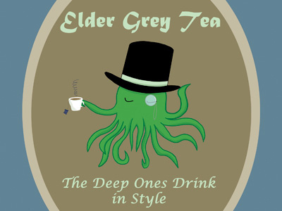 Cthulu - High Class cthulu fancy illustration label lovecraft monocle tea top hat