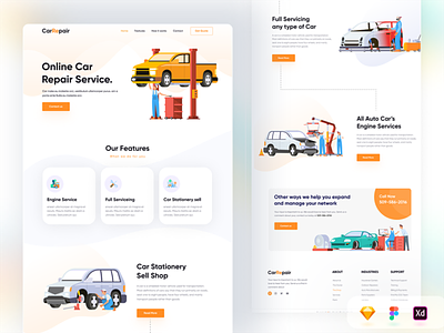 Car Repair Service Website Design figma repair service website design xd