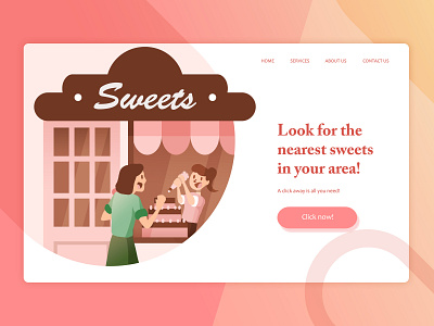 Sweets Store Header Mockup design illustration landing landing page web web design