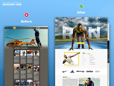 Before/After of Usain Bolt branding design funnel landing landing page personal branding ui ux web web design website