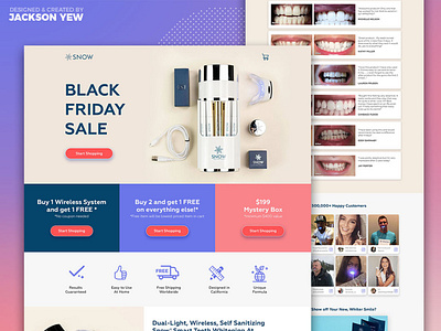 Snow Teeth Whitening Landing Page Design v1 branding design ecommerce ecommerce design landing landing page ui ux web web design website