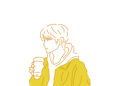 Boys With Coffee Flat Illustration