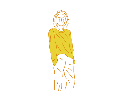 Girl Full Body Simple Flat Illustration