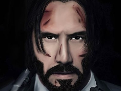 John Wick action art blood design guns john wick movie painting