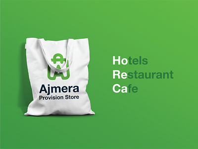 Ajmera Provision Store | Logo & Branding ajmera bag bhopal branding cafe canvasbag designer horeca hotels illustration kantaap kewlani letter a logo minimal provision restaurant santosh store tote