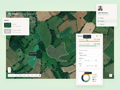 Carbon offset management : part 3 3d carbon carbon credits carbon offsets climate design ecology emissions footprint geo gis interface map nature plant reforestation trees ui uiux ux