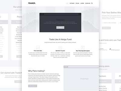 TraderApp : Home (grayscale mockup) app finance grayscale mockup software stock trader trading ui ux webdesign wireframe