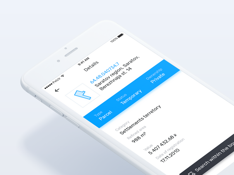 Object details information concept ios mobile details geo gis spatial map interface ux ui