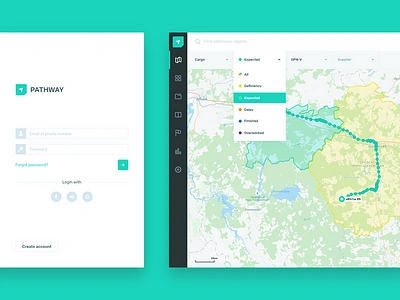 PATHWAY : 1 dashboard design driver geo gis interface login map route statistics ui ux