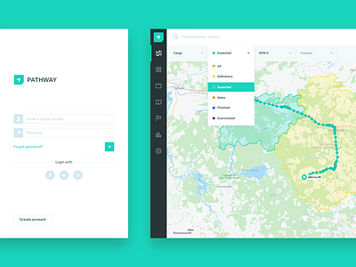 PATHWAY : 1 dashboard design driver geo gis interface login map route statistics ui ux