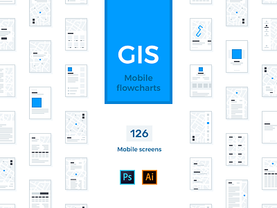 GIS Mobile Flowcharts ai flowchart geo gis interface map mobile prototype psd ui ux wireframe