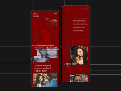 Concept for the site about the movie "The silence of the lambs" awwwards blocks colorful concept design figma grid inspiration mobile movie picture typography ui ux web website
