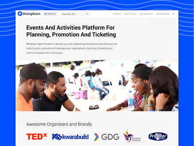 DoingSoon - Planning, Promotion & Ticketing Platform app design event startup ticketing ui ux webdesign