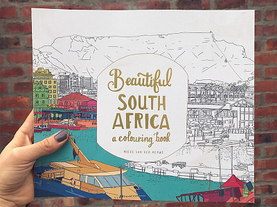 Beautiful South Africa a colouring book adult coloring book cape town cintiq city design drawing freelance illustration photoshop published skyline type