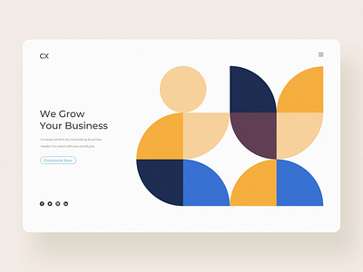 CX Outsourcing Company clean design geometic grow landing landing page minimal minimalism minimalist pattern shape sprout ui website white