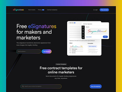 e-Signature Website-Header dark dark ui esignature header header design header ui landing page saas saas landing page software ui design uiux design user experience user interface visual design webdesign website website design