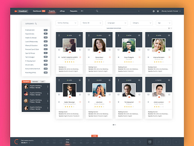 CrowdCast - Experts Life / User Search consultancy consultants design flat flat design interface interface design interface designer profile card search search result start screen start up templates ui ui ux user experience design ux ux designer vector
