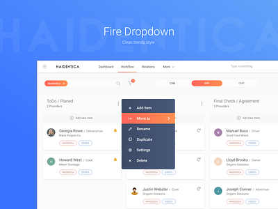 Fire Dropdown for Haidentica Kanban Board