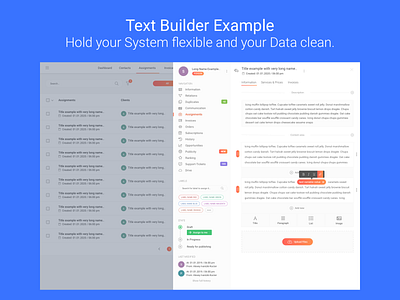 Flexible Text Builder for clean Data. builder caas clean data contacts content content creation crm crm system customer care customers interface design interface design templates multipurpose overlay profile saas text builder ui ux design ux designer web