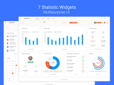 Statistic Widgets for Multifunctional Dashboard chart contacts customers dashboard dashboard widgets flat ui kit interface design interface design templates leads productivity statistic timeline todo ui kit ui kits web widgets