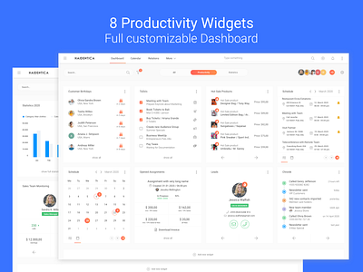 Productivity Widgets for Multifunctional Dashboard chart contacts customers dashboard dashboard widgets flat ui kit hot sale interface design interface design templates leads productivity schedule statistic team timeline todo ui kit ui kits web widgets