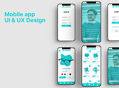 Vision app for selling glasses app design branding design graphic design ui ux